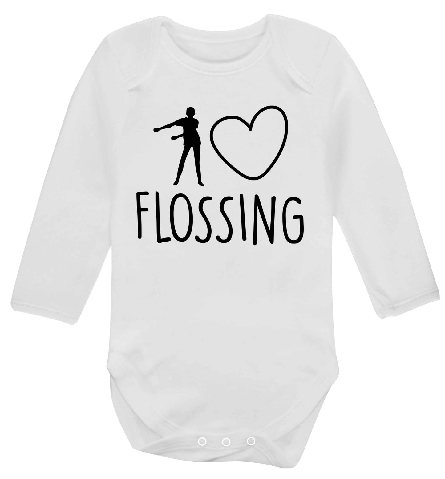I love flossing Baby Vest long sleeved white 6-12 months