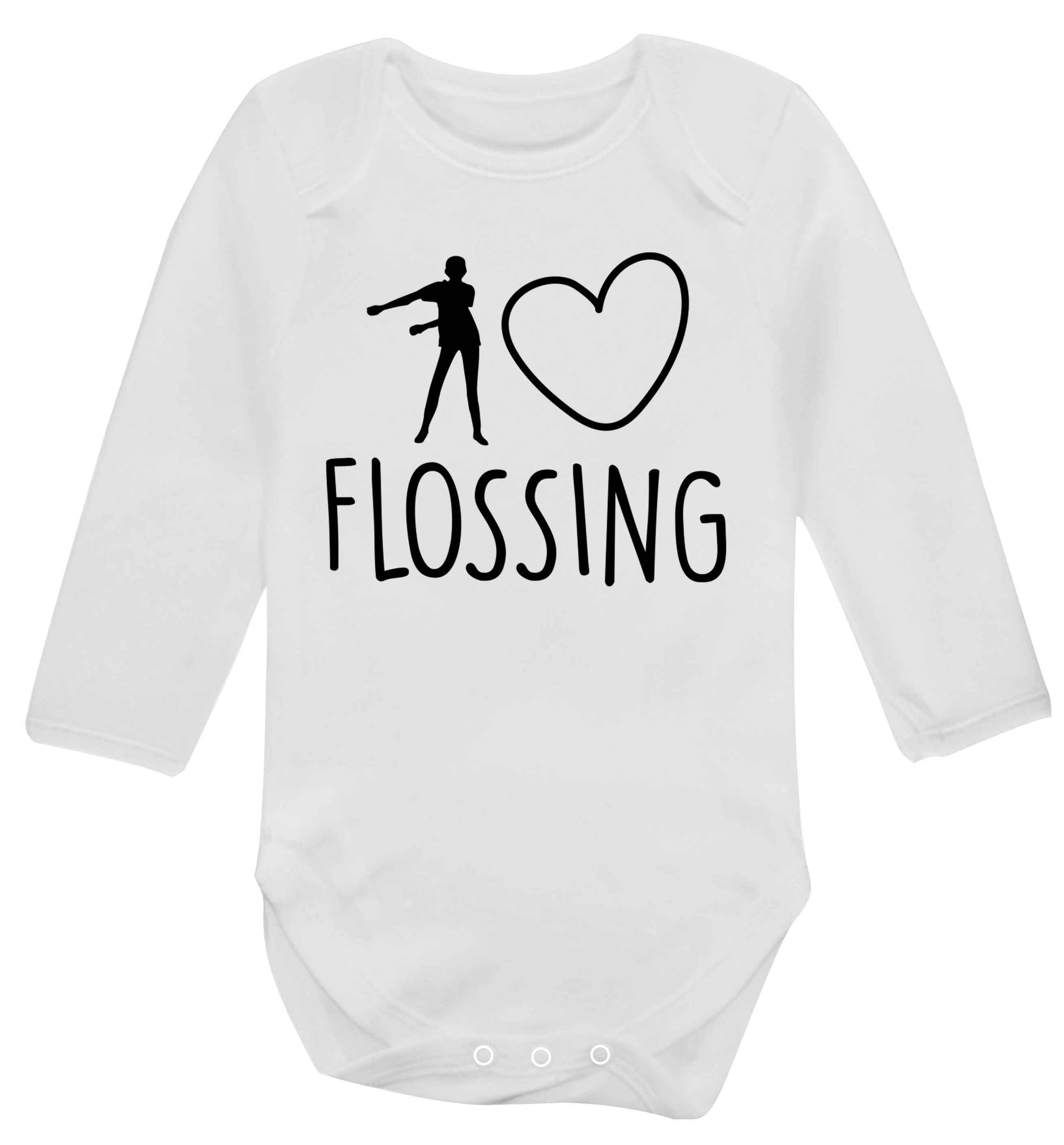 I love flossing Baby Vest long sleeved white 6-12 months