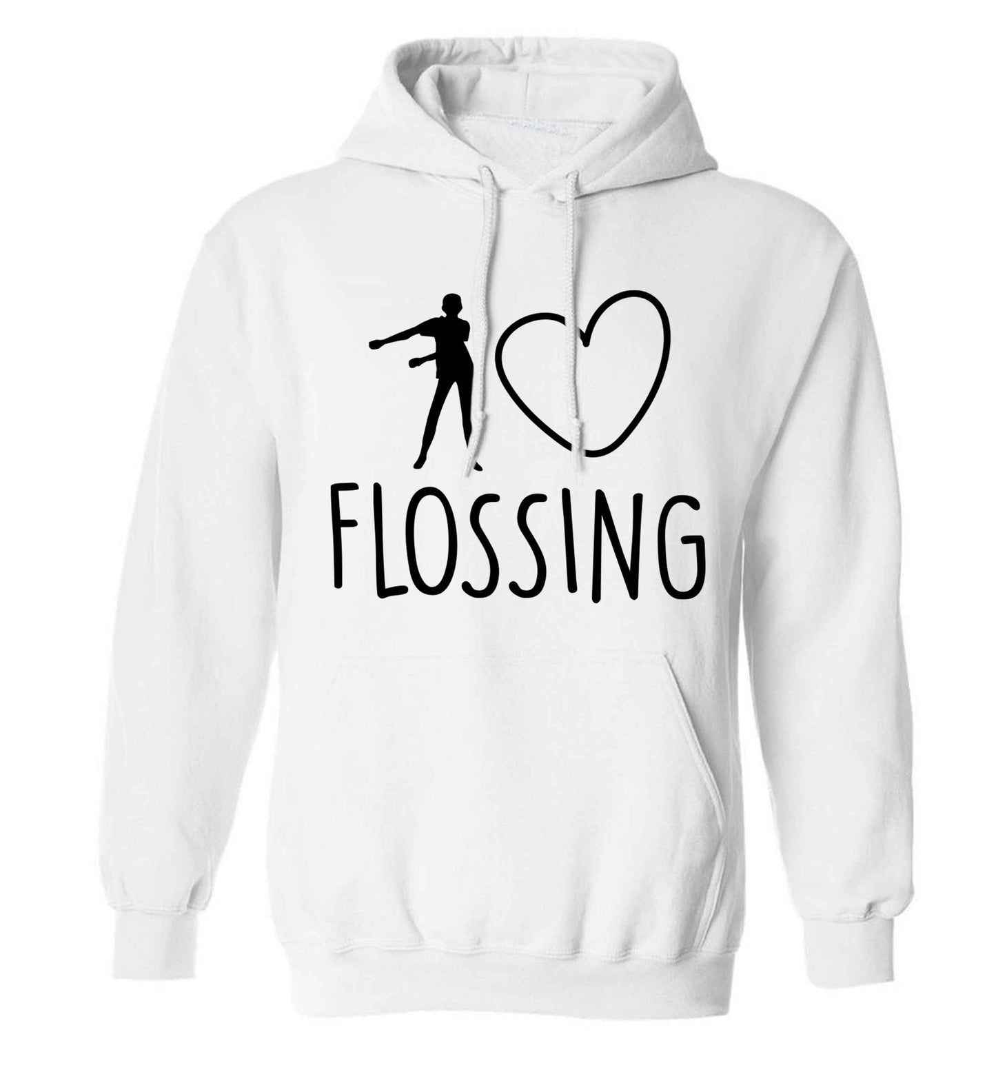 I love flossing adults unisex white hoodie 2XL
