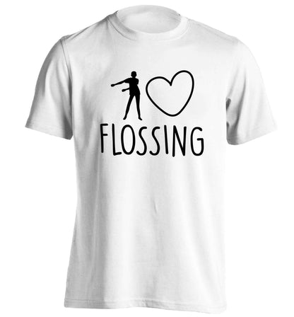 I love flossing adults unisex white Tshirt 2XL