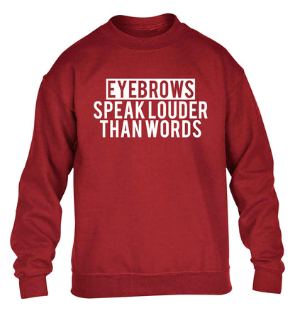 Eyebrows speak louder than words children's grey sweater 12-13 Years