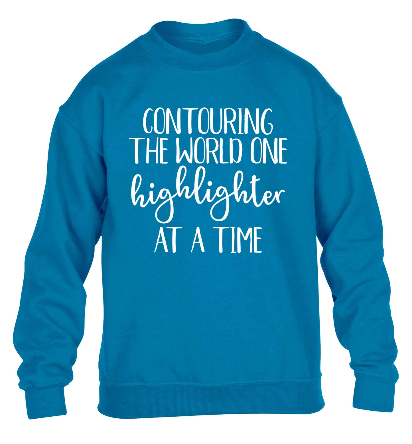 Contouring the world one highlighter and a time children's blue sweater 12-13 Years