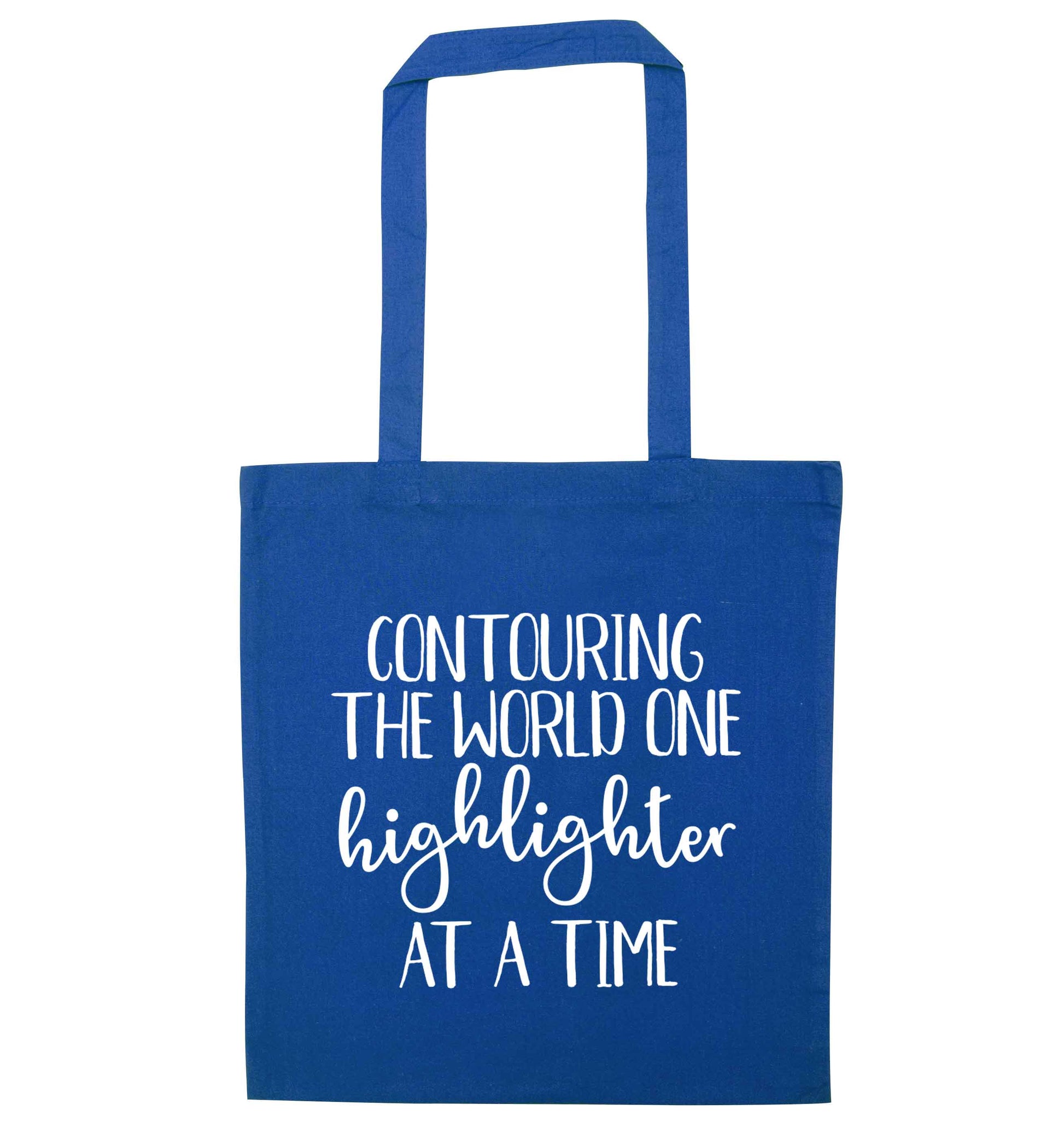 Contouring the world one highlighter and a time blue tote bag