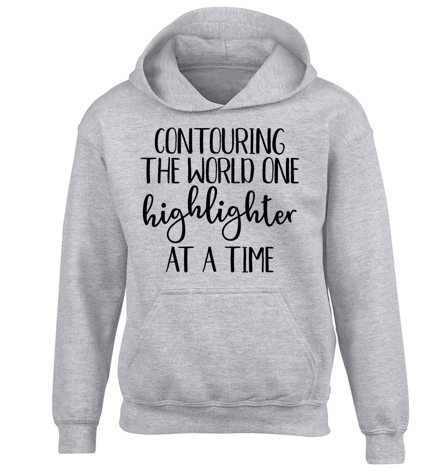 Contouring the world one highlighter and a time children's grey hoodie 12-13 Years
