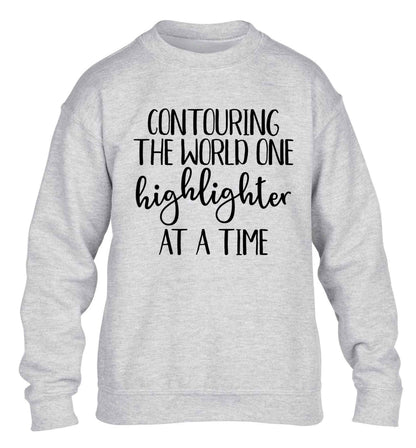 Contouring the world one highlighter and a time children's grey sweater 12-13 Years