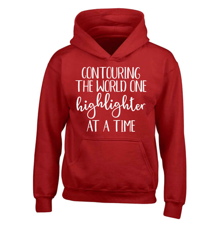 Contouring the world one highlighter and a time children's red hoodie 12-13 Years