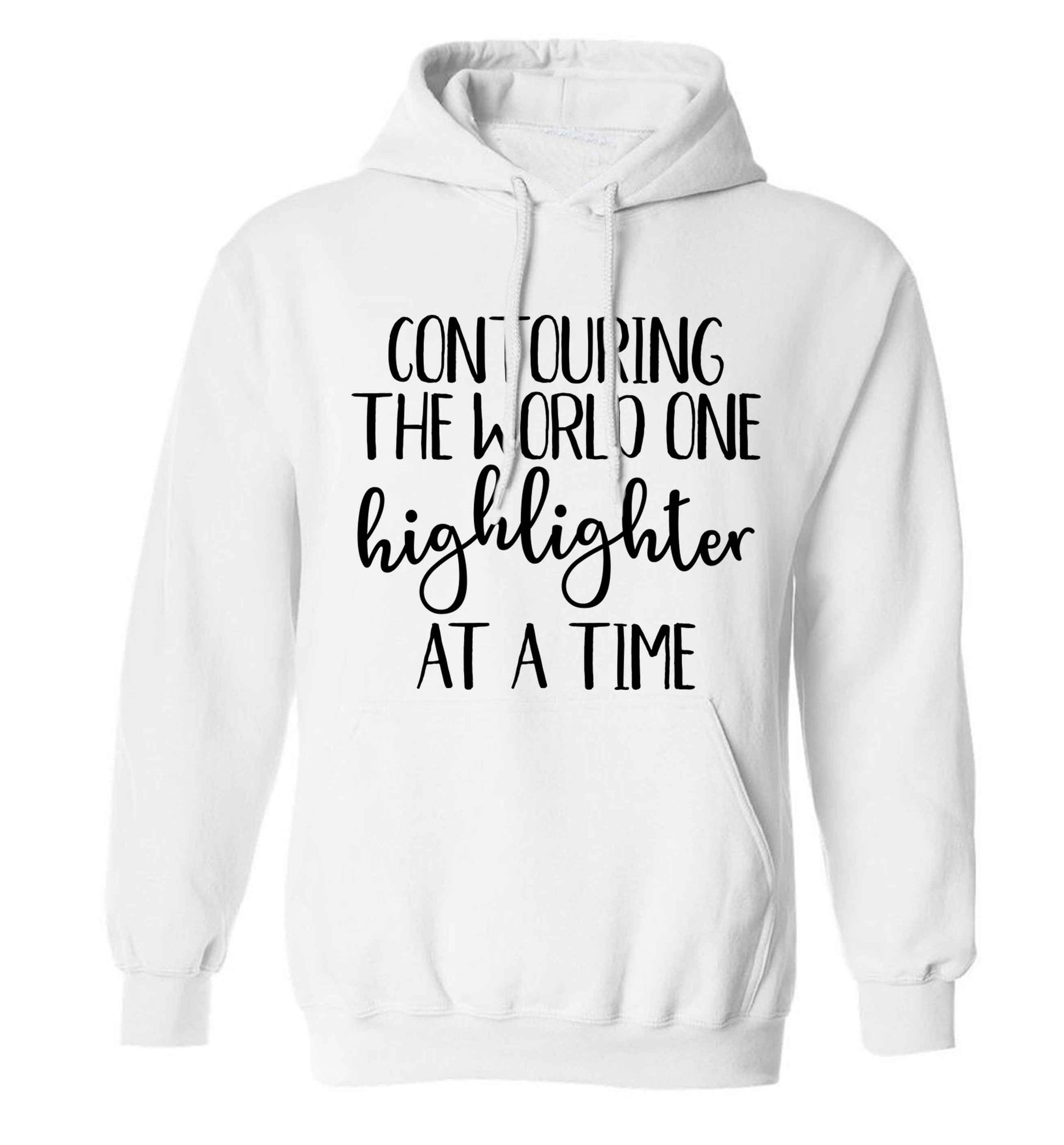 Contouring the world one highlighter and a time adults unisex white hoodie 2XL