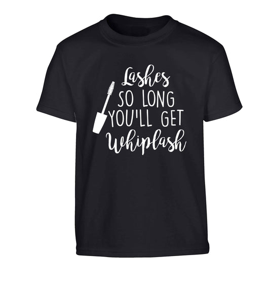 Lashes so long you'll get whiplash Children's black Tshirt 12-13 Years