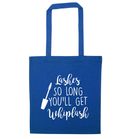 Lashes so long you'll get whiplash blue tote bag