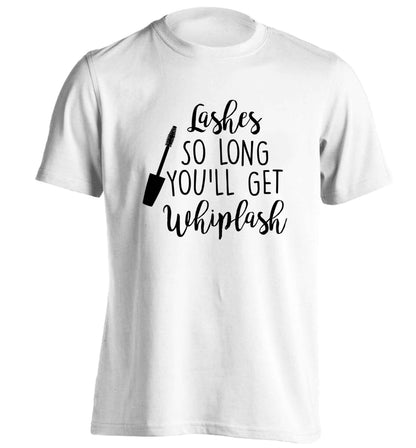 Lashes so long you'll get whiplash adults unisex white Tshirt 2XL