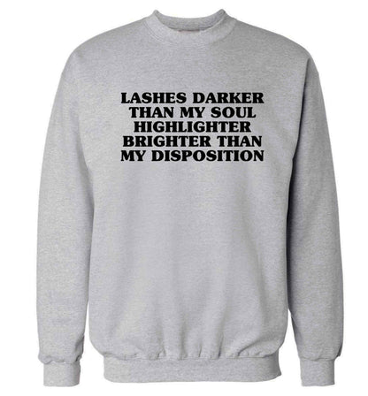 Lashes darker than my soul, highlighter brighter than my disposition Adult's unisex grey Sweater 2XL