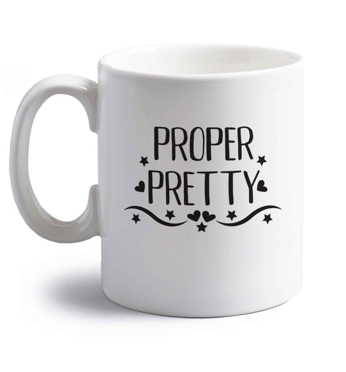 Proper pretty right handed white ceramic mug 