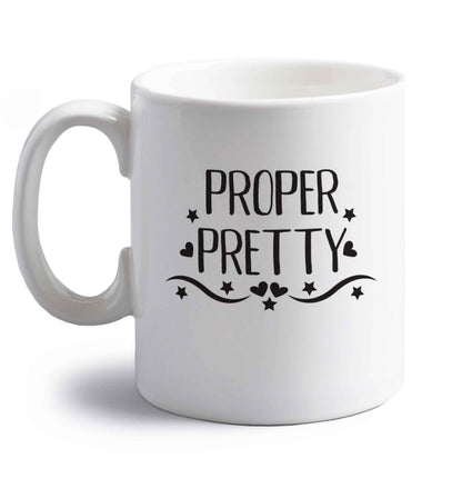 Proper pretty right handed white ceramic mug 