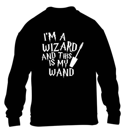 I'm a wizard and this is my wand children's black sweater 12-13 Years