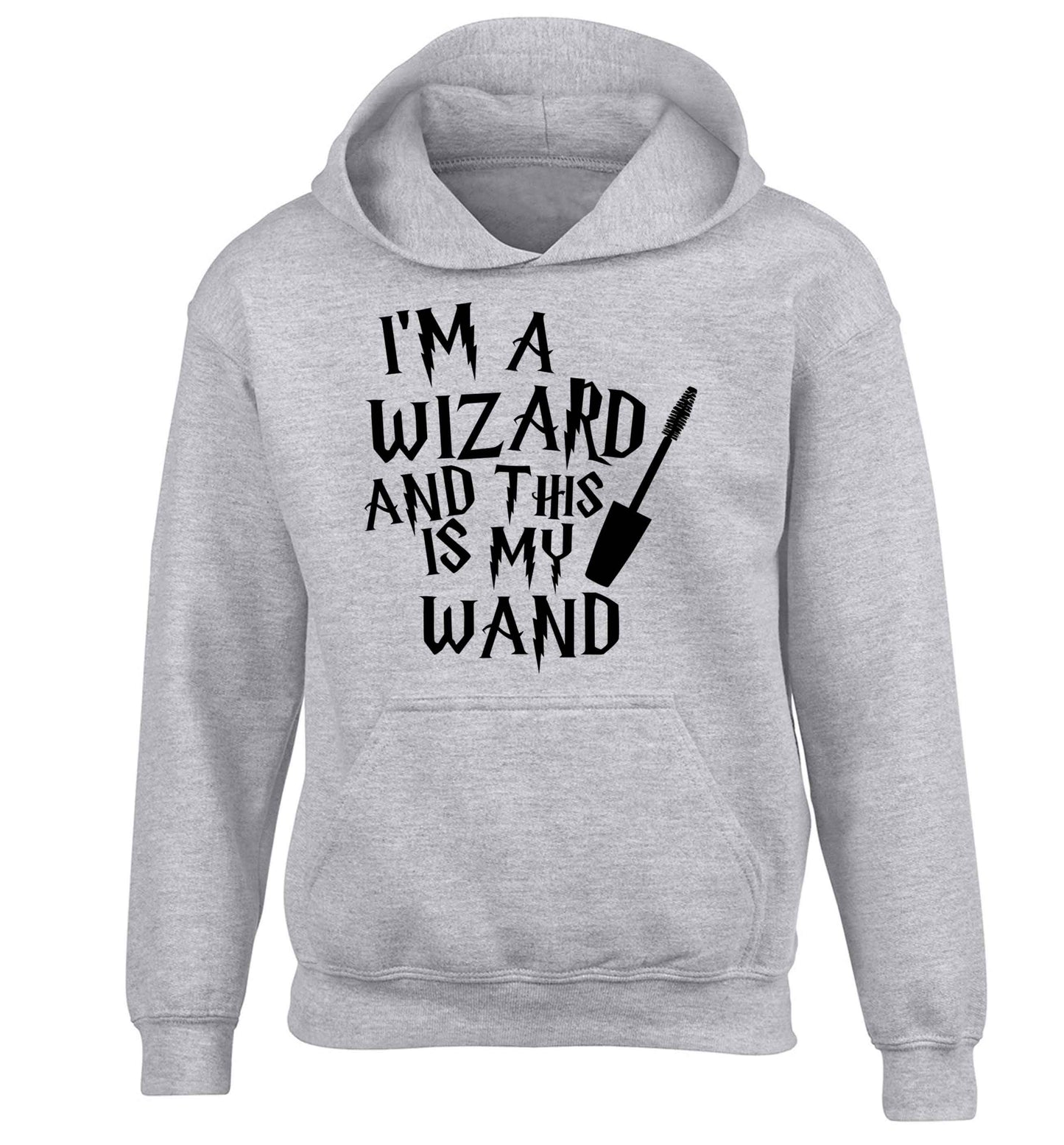 I'm a wizard and this is my wand children's grey hoodie 12-13 Years