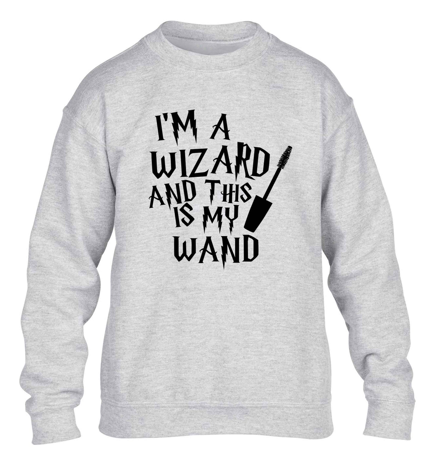 I'm a wizard and this is my wand children's grey sweater 12-13 Years