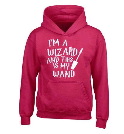 I'm a wizard and this is my wand children's pink hoodie 12-13 Years