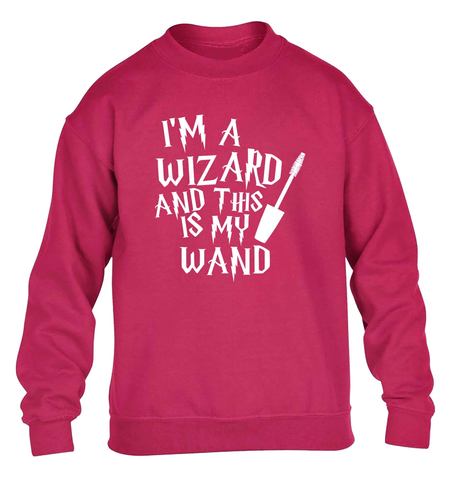I'm a wizard and this is my wand children's pink sweater 12-13 Years