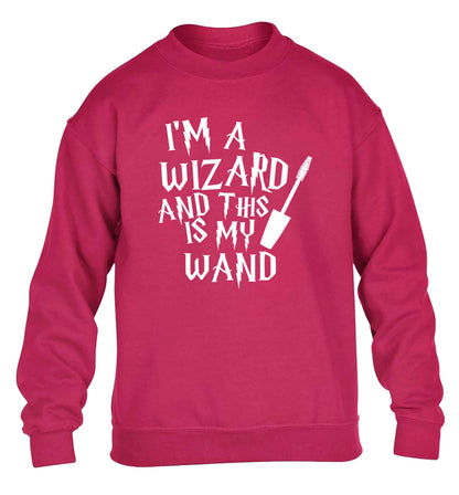 I'm a wizard and this is my wand children's pink sweater 12-13 Years