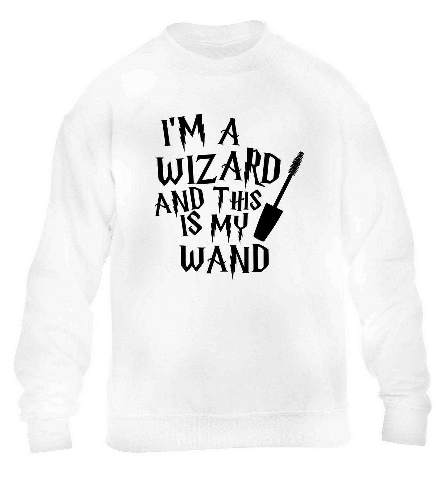 I'm a wizard and this is my wand children's white sweater 12-13 Years