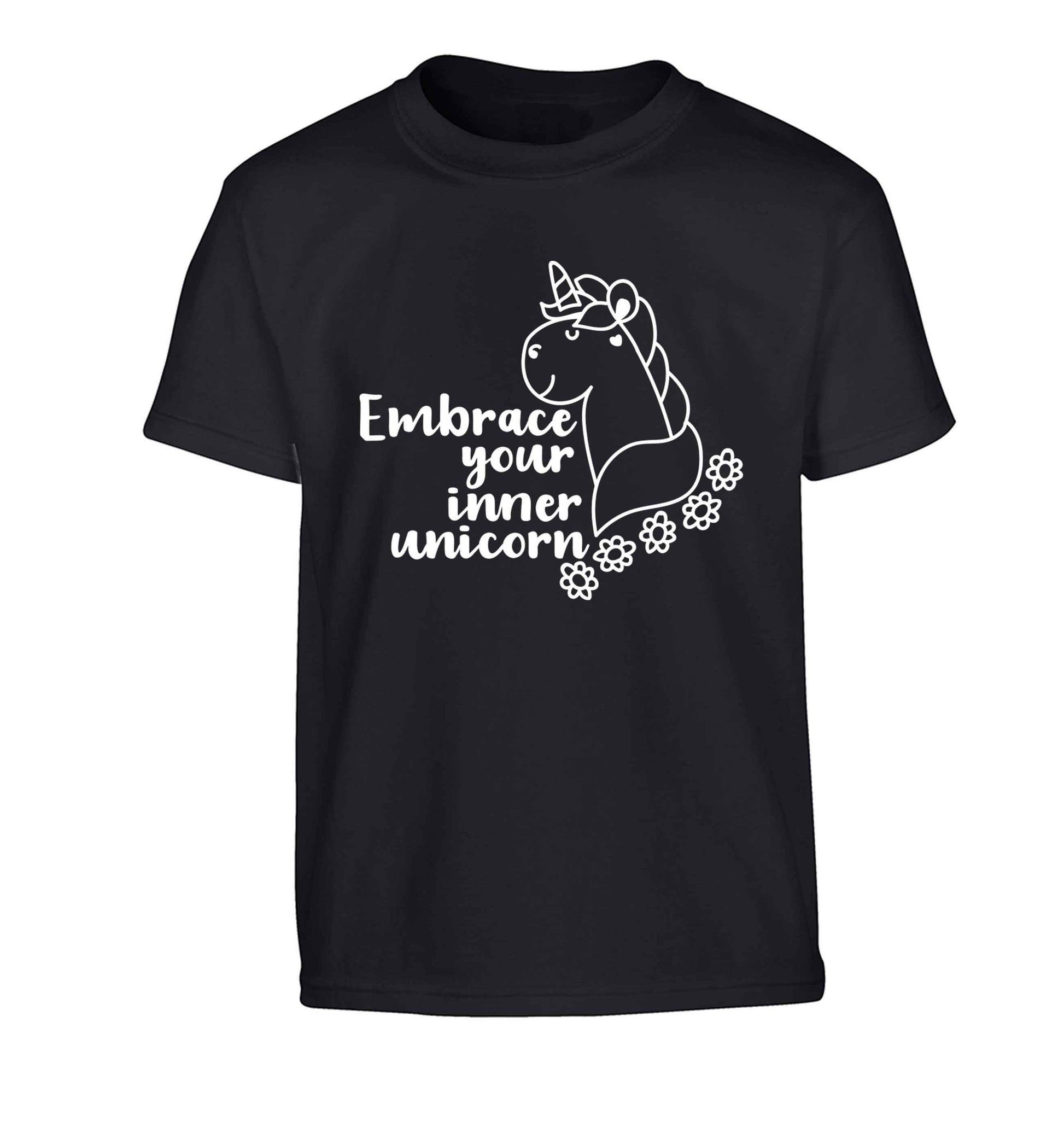 Embrace your inner unicorn Children's black Tshirt 12-13 Years
