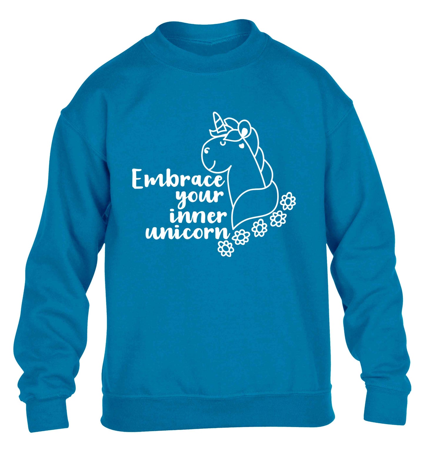 Embrace your inner unicorn children's blue sweater 12-13 Years