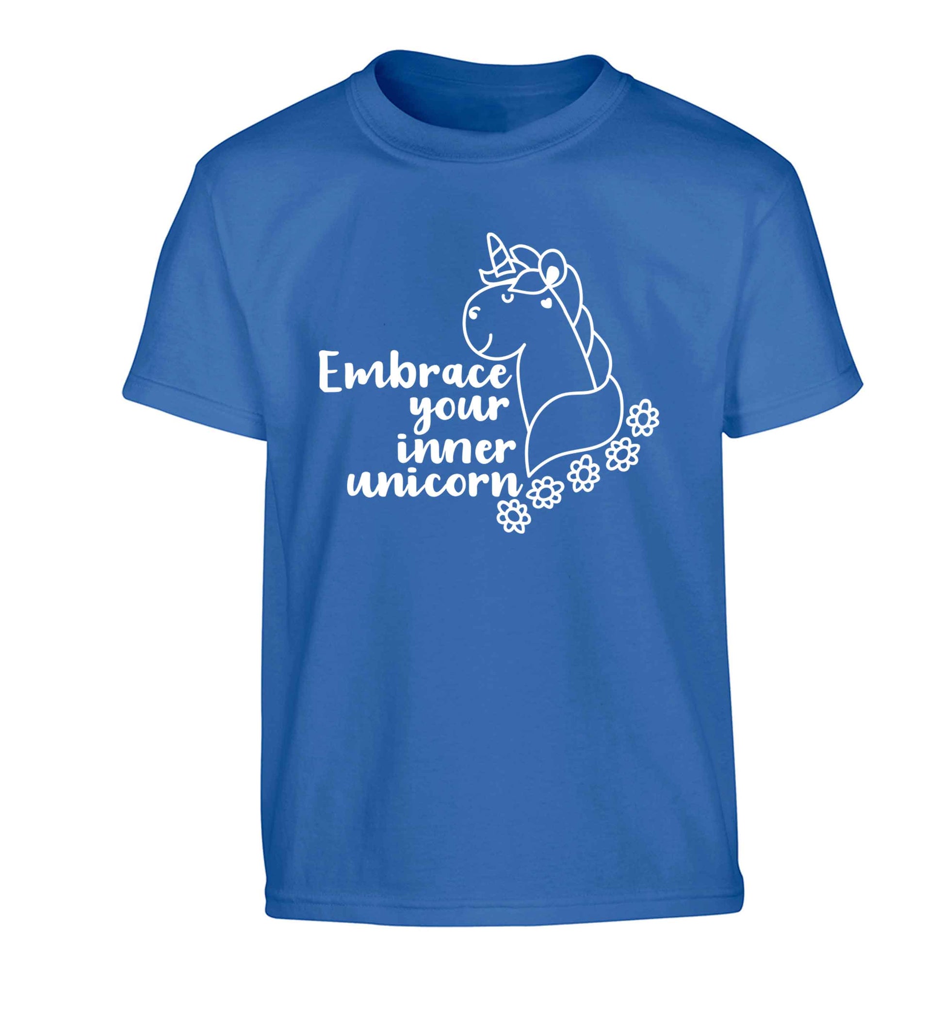 Embrace your inner unicorn Children's blue Tshirt 12-13 Years