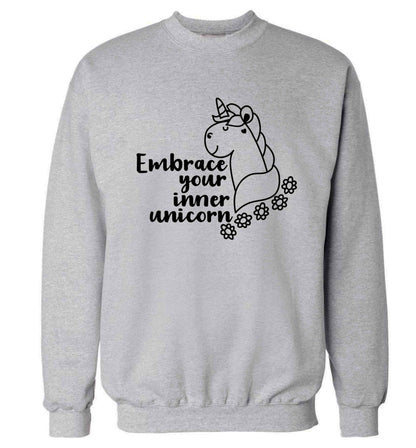 Embrace your inner unicorn Adult's unisex grey Sweater 2XL