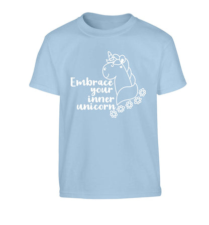 Embrace your inner unicorn Children's light blue Tshirt 12-13 Years