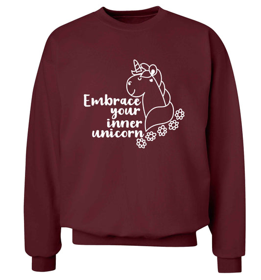 Embrace your inner unicorn Adult's unisex maroon Sweater 2XL