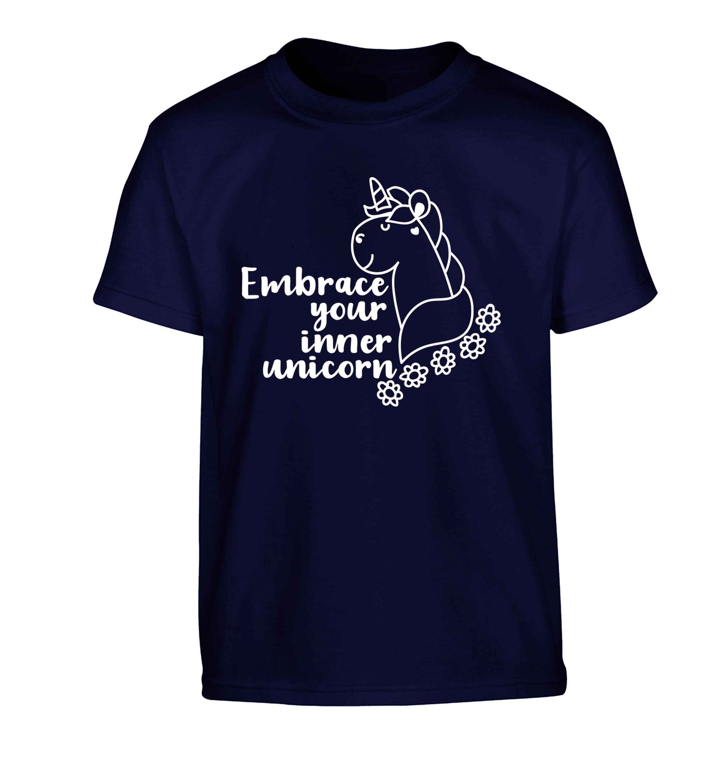 Embrace your inner unicorn Children's navy Tshirt 12-13 Years