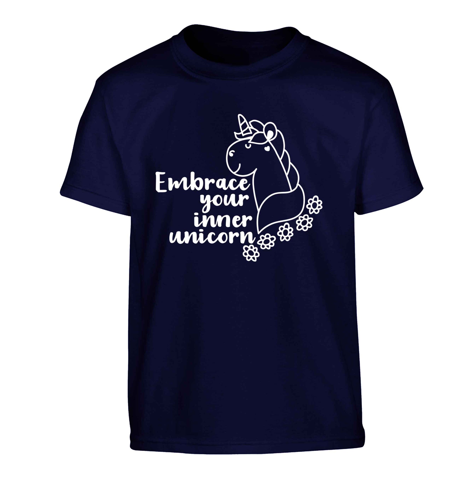 Embrace your inner unicorn Children's navy Tshirt 12-13 Years