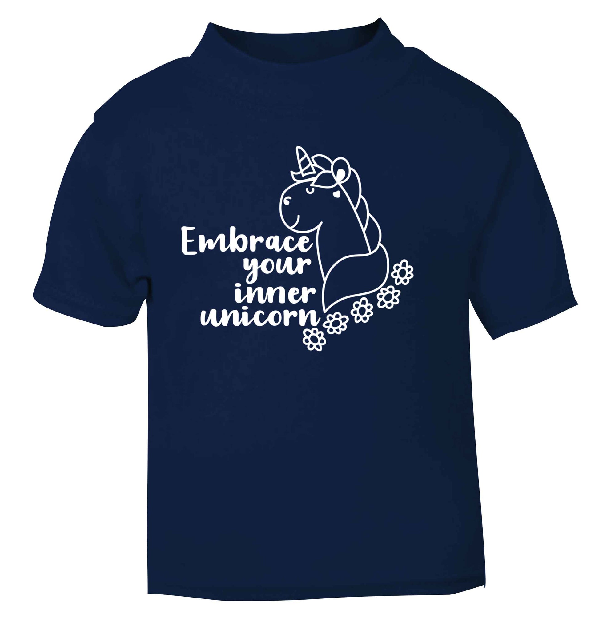 Embrace your inner unicorn navy Baby Toddler Tshirt 2 Years