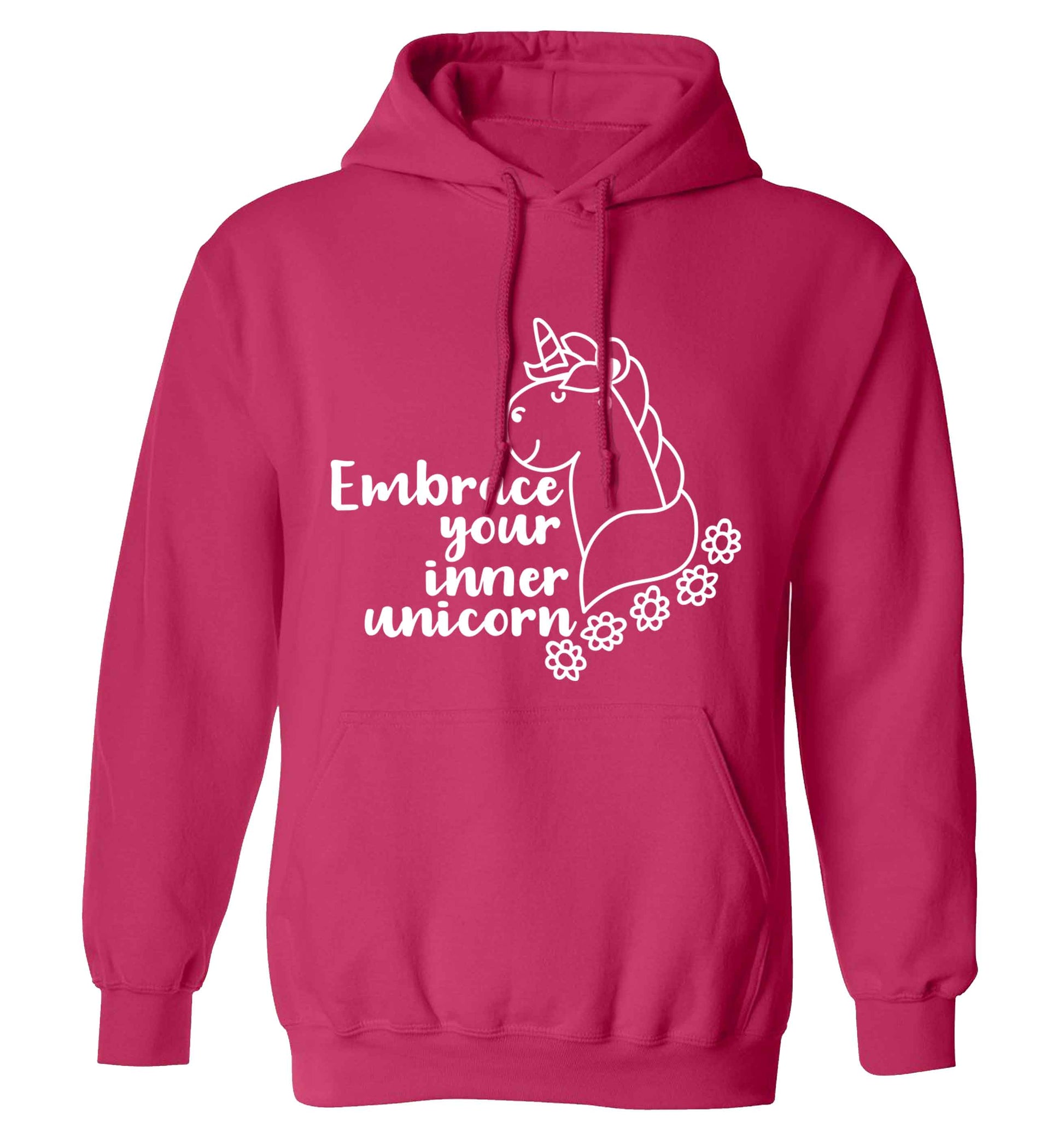 Embrace your inner unicorn adults unisex pink hoodie 2XL