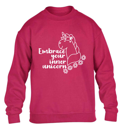 Embrace your inner unicorn children's pink sweater 12-13 Years