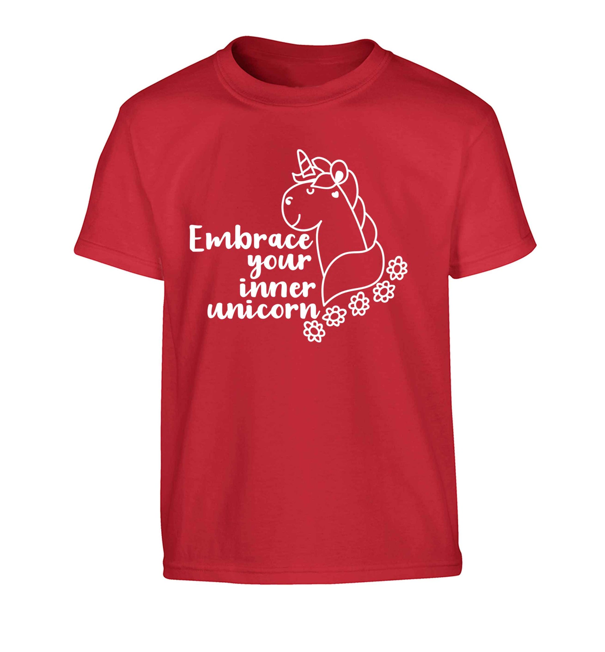 Embrace your inner unicorn Children's red Tshirt 12-13 Years