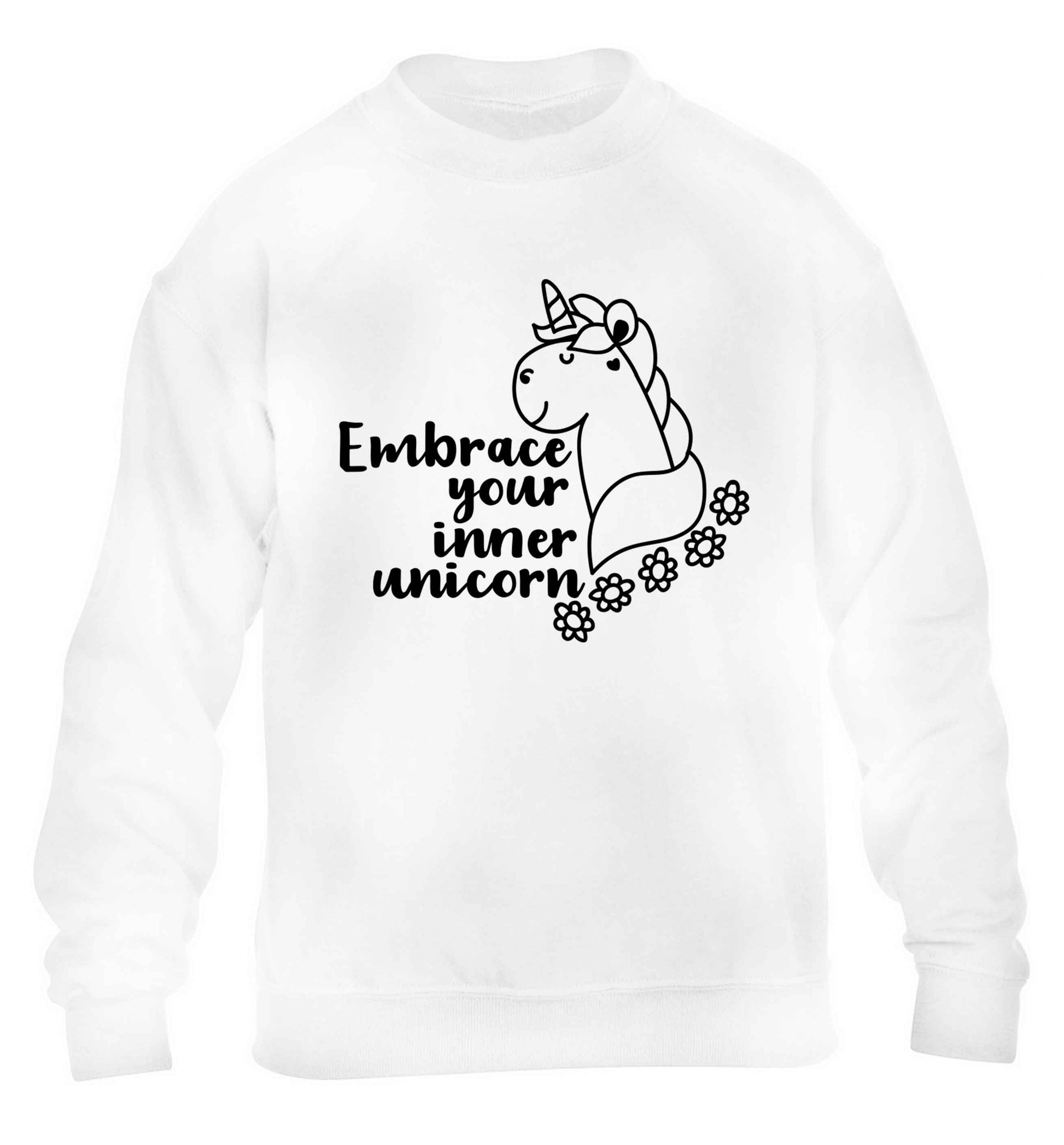 Embrace your inner unicorn children's white sweater 12-13 Years