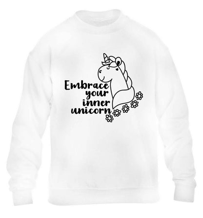Embrace your inner unicorn children's white sweater 12-13 Years