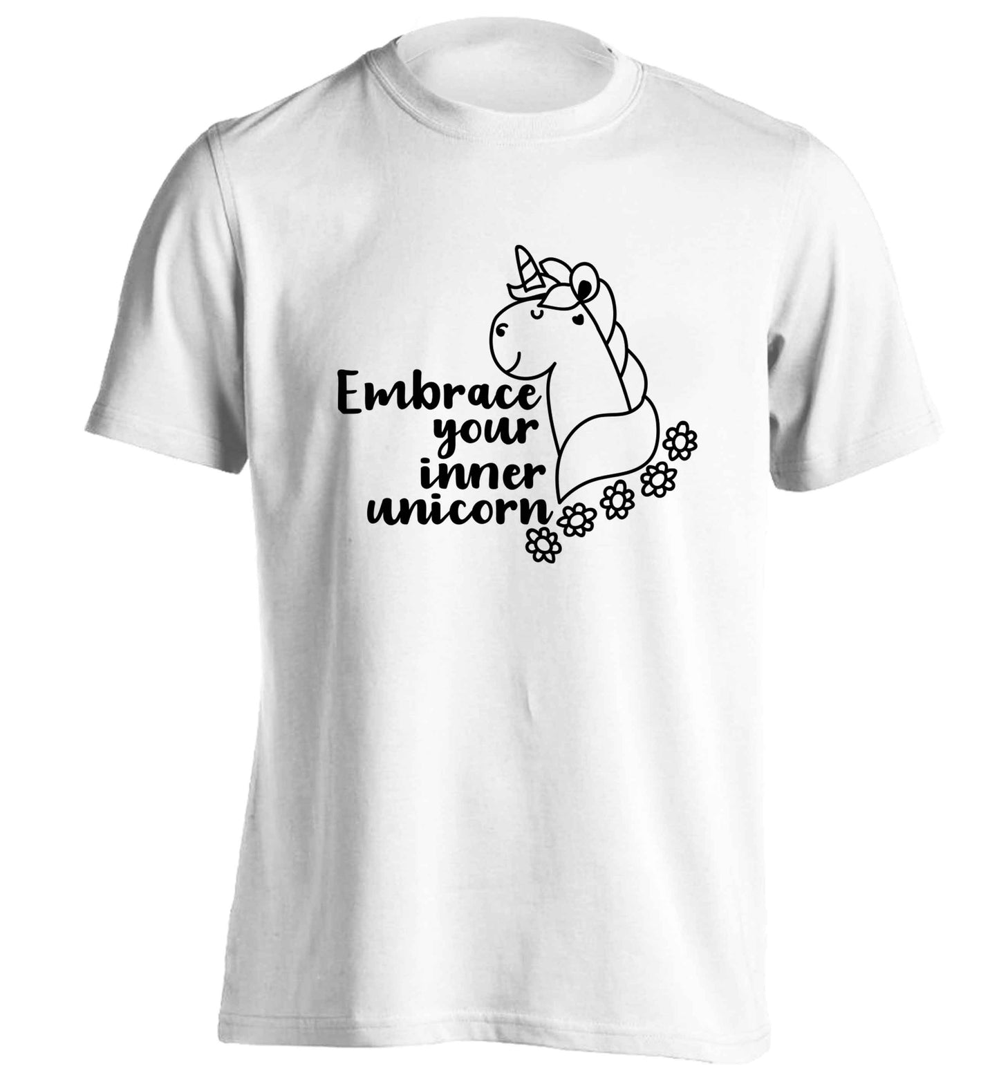Embrace your inner unicorn adults unisex white Tshirt 2XL