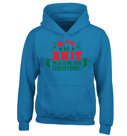 We knit you a merry Christmas children's blue hoodie 12-13 Years