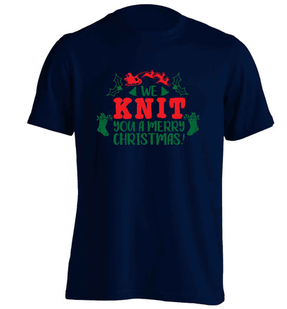 We knit you a merry Christmas adults unisex navy Tshirt 2XL