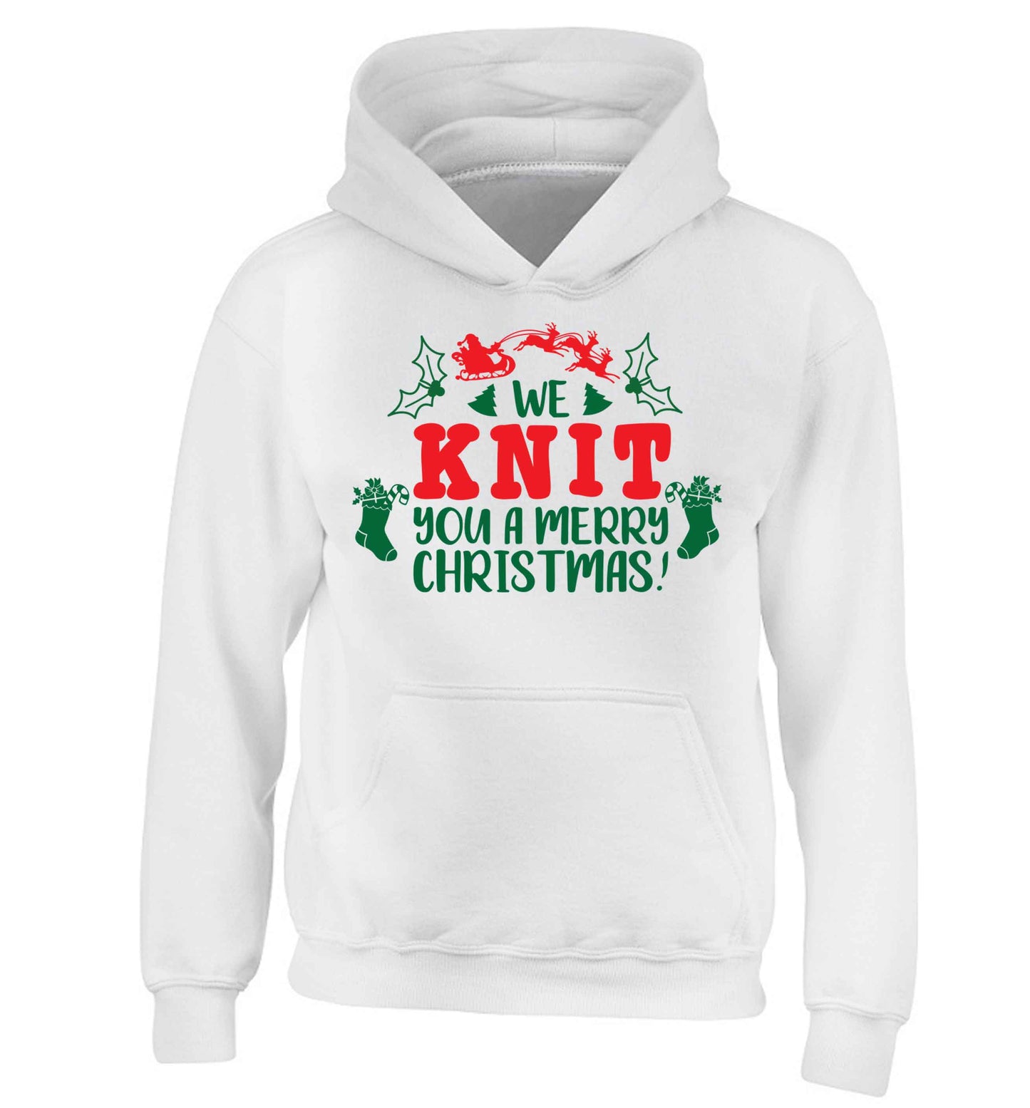 We knit you a merry Christmas children's white hoodie 12-13 Years