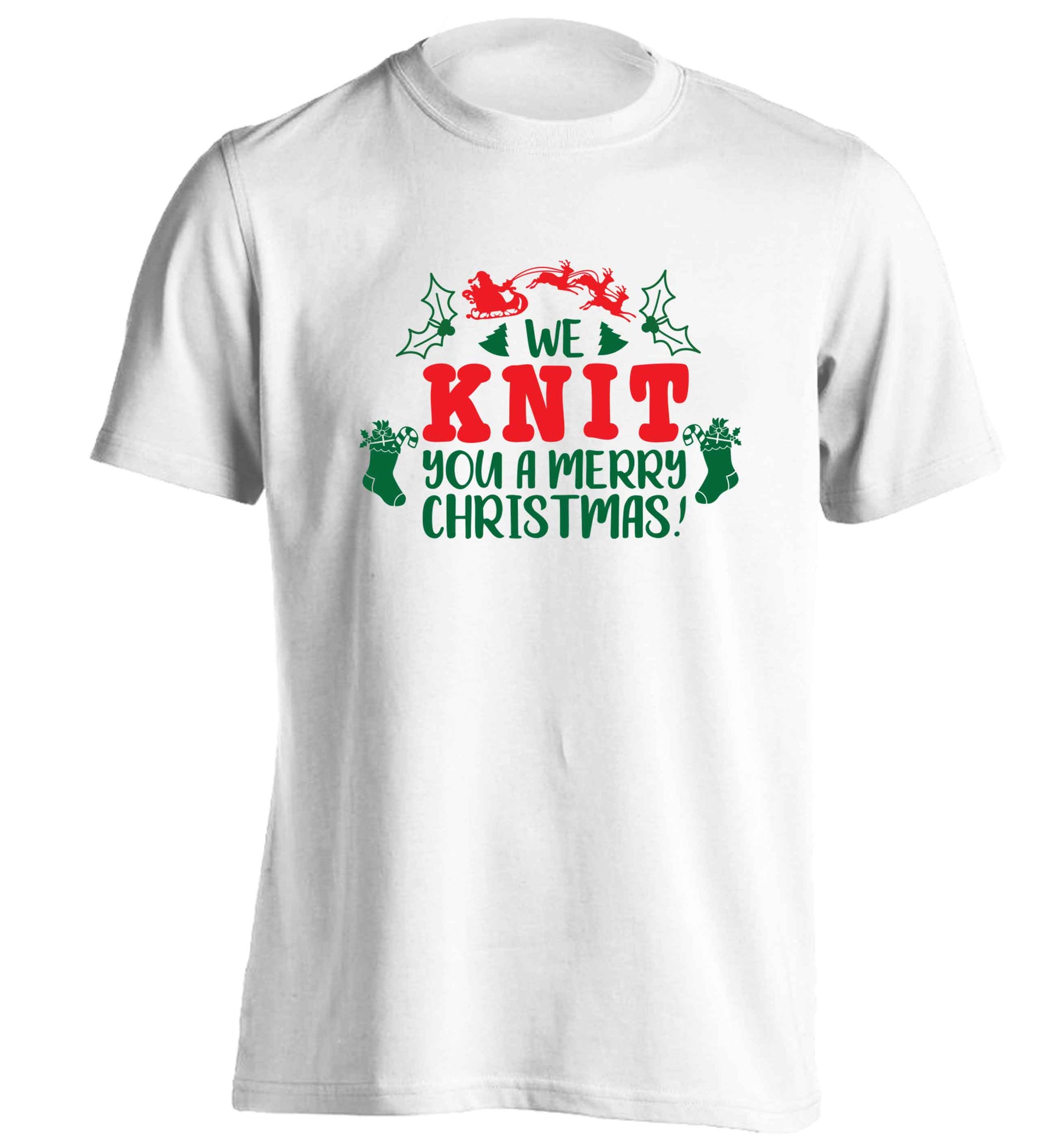 We knit you a merry Christmas adults unisex white Tshirt 2XL