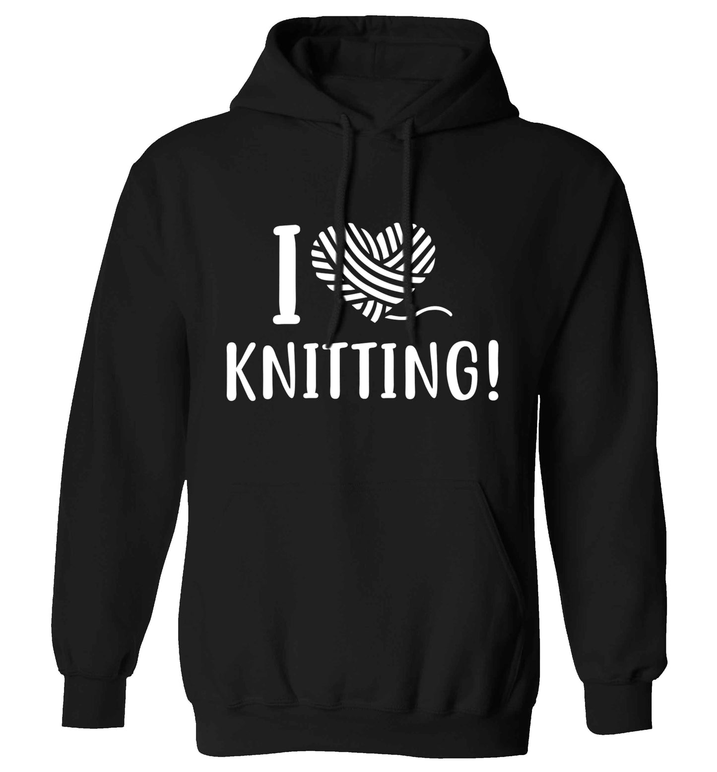 I love knitting adults unisex black hoodie 2XL