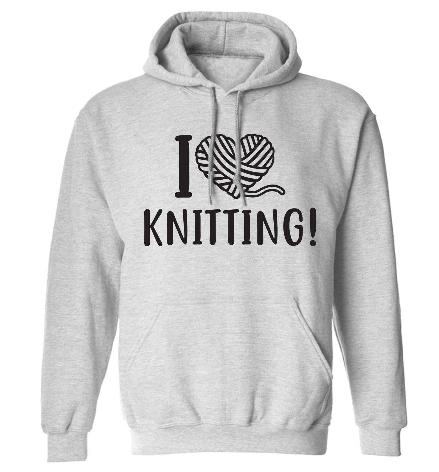 I love knitting adults unisex grey hoodie 2XL