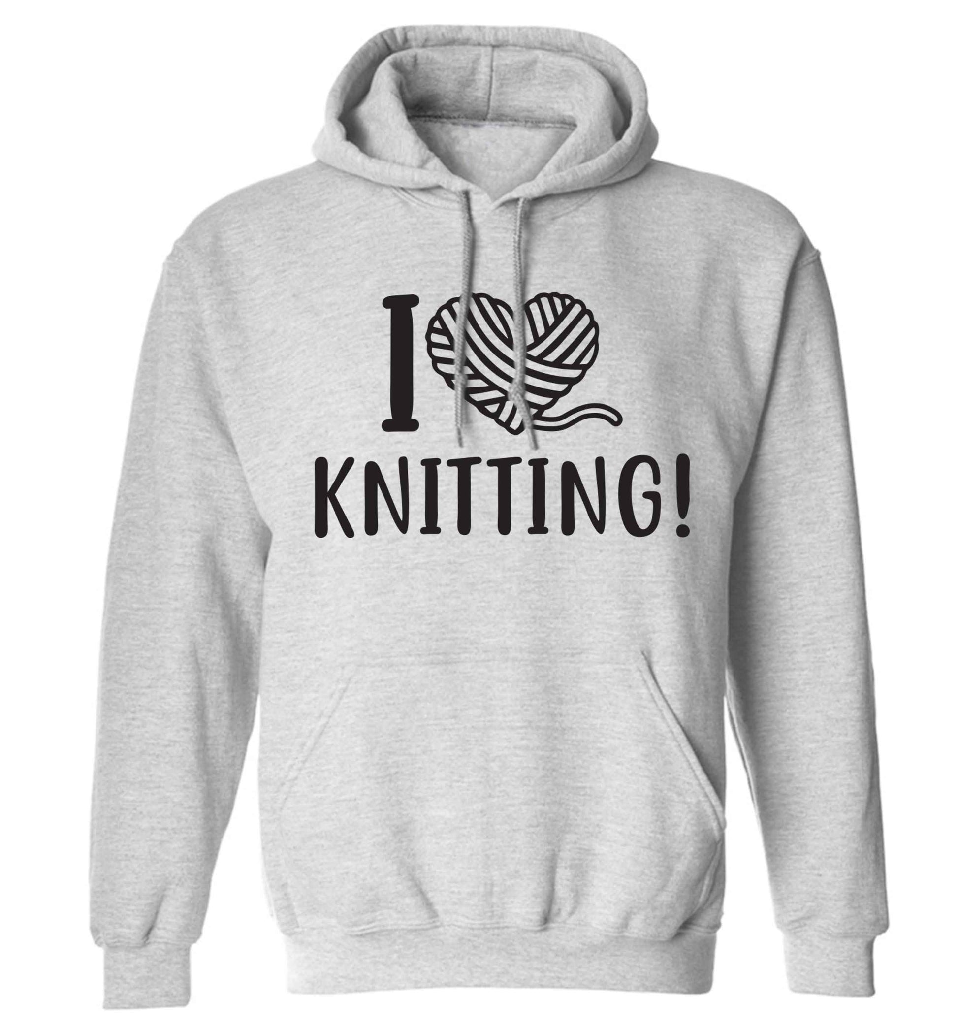 I love knitting adults unisex grey hoodie 2XL