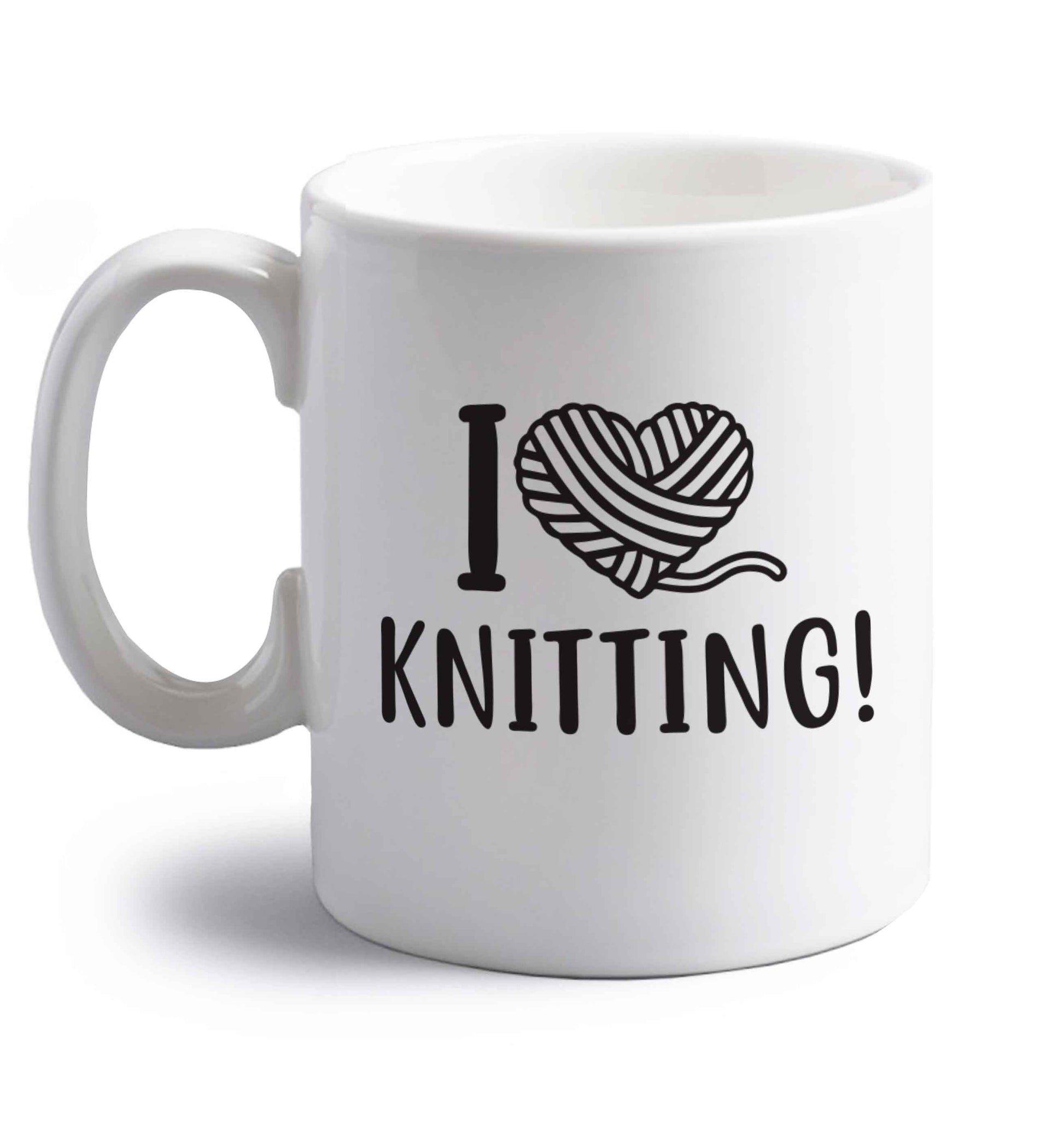 I love knitting right handed white ceramic mug 