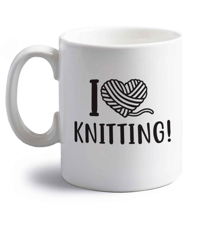 I love knitting right handed white ceramic mug 