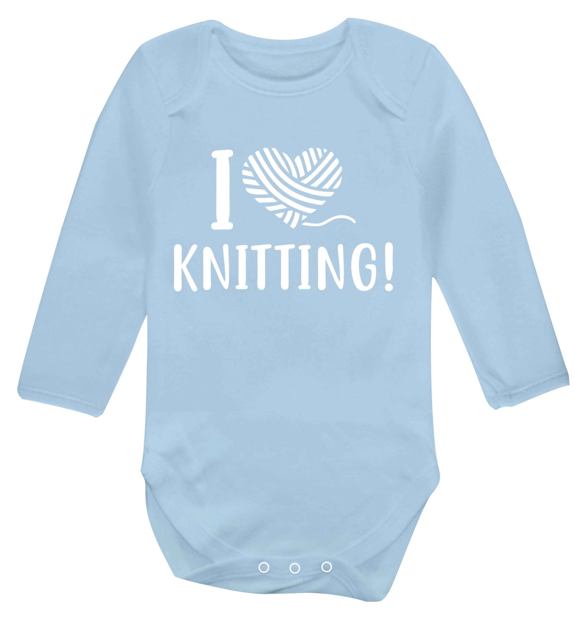 I love knitting Baby Vest long sleeved pale blue 6-12 months