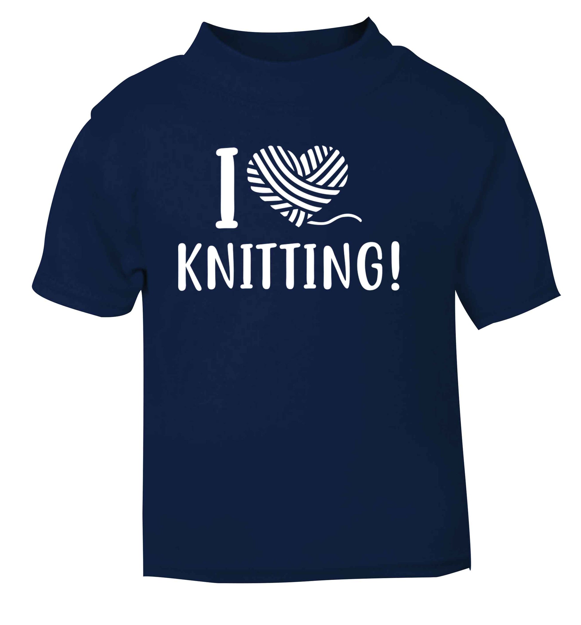 I love knitting navy Baby Toddler Tshirt 2 Years